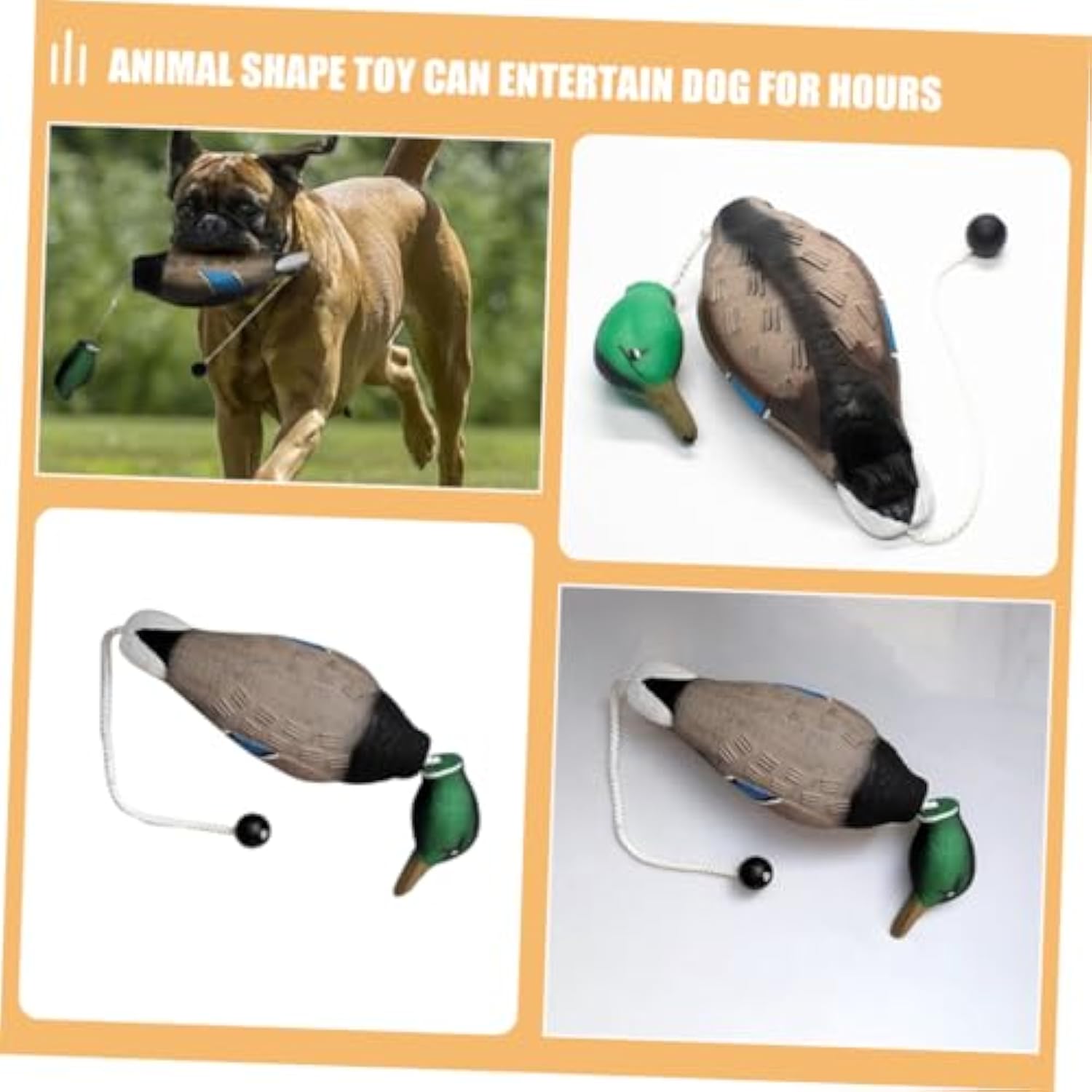 KFX-5207997 Durable Stuffed Duck Dog Toy for Aggressive Chewers - No Stuffing, Quacking Sound, Ideal for Training and Play