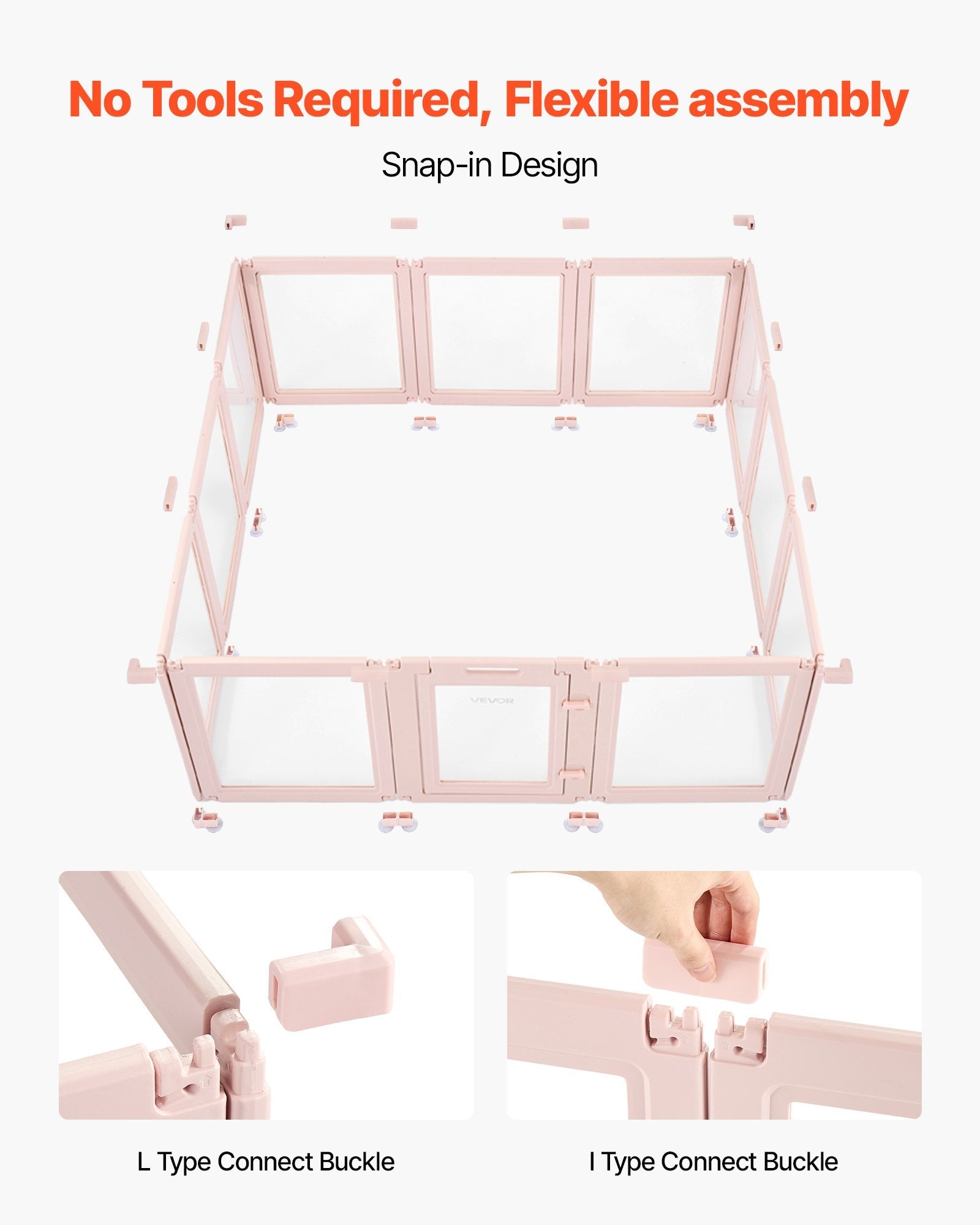 KFX-5209021 Transparent Whelping Box with Window for Large Dogs - Easy Assembly Playpen 60x59x23 In