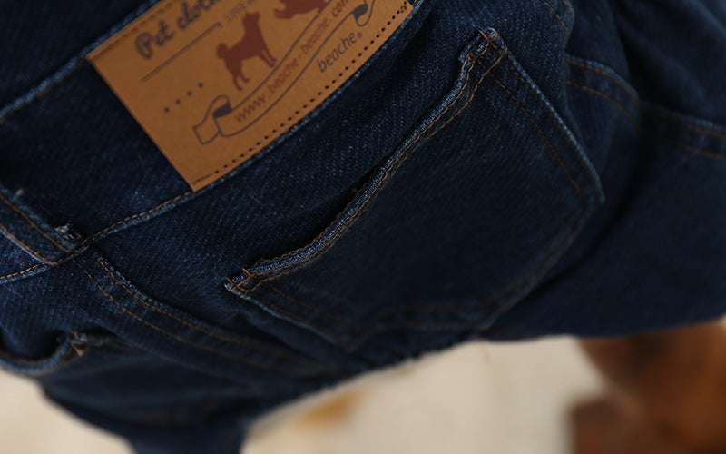 KFX-5209533 Casual Cotton Dog Jeans for Small Breeds - Teddy and Bichon Styles