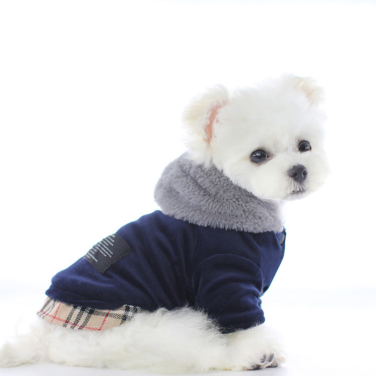 KFX-5209789 Velvet Cotton Bichon Dog Coat for Spring, Autumn, and Winter - Casual Four-Legged Style