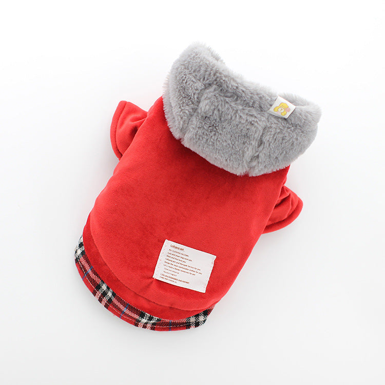 KFX-5209789 Velvet Cotton Bichon Dog Coat for Spring, Autumn, and Winter - Casual Four-Legged Style