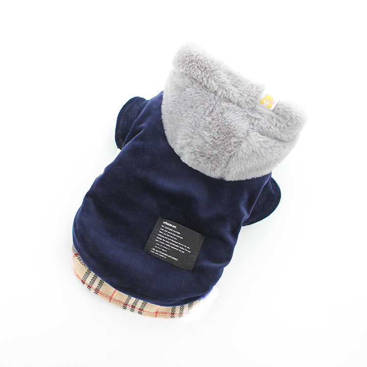 KFX-5209789 Velvet Cotton Bichon Dog Coat for Spring, Autumn, and Winter - Casual Four-Legged Style