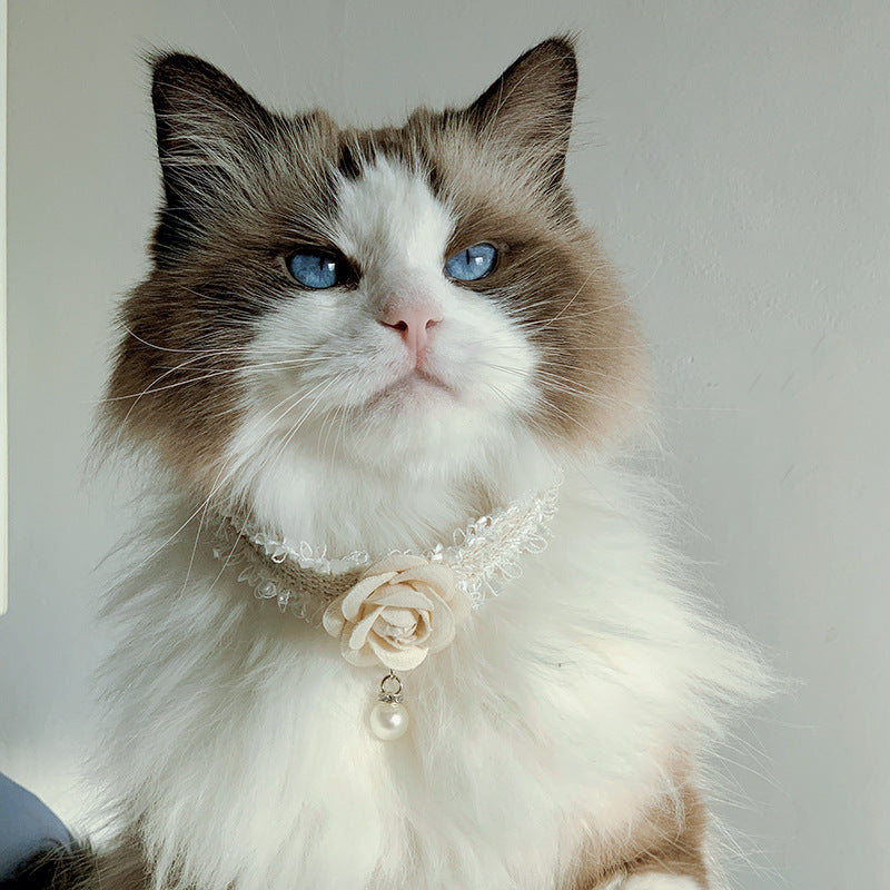 KFX-5213117 Stylish Magnolia Flower Fragrance Collar Accessory for Cats and Dogs