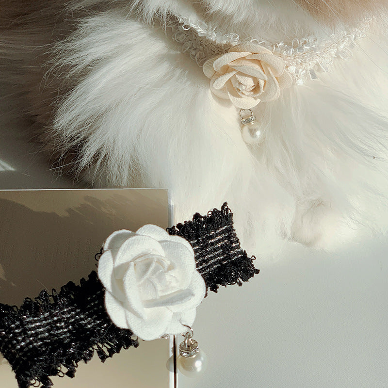 KFX-5213117 Stylish Magnolia Flower Fragrance Collar Accessory for Cats and Dogs