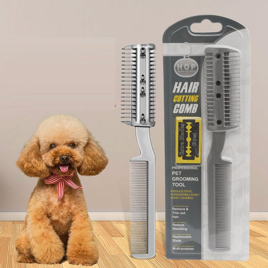 KFX-5215677 Pet Cleaning Comb for Dogs and Cats with Bonus Blade - Plastic Grooming Tool