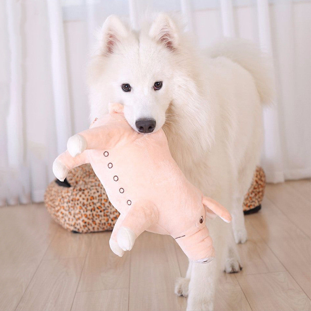 KFX-5215933 Bite-Resistant Plush Pig Toy for Pets - 37x23CM Interactive Molar Chew Toy