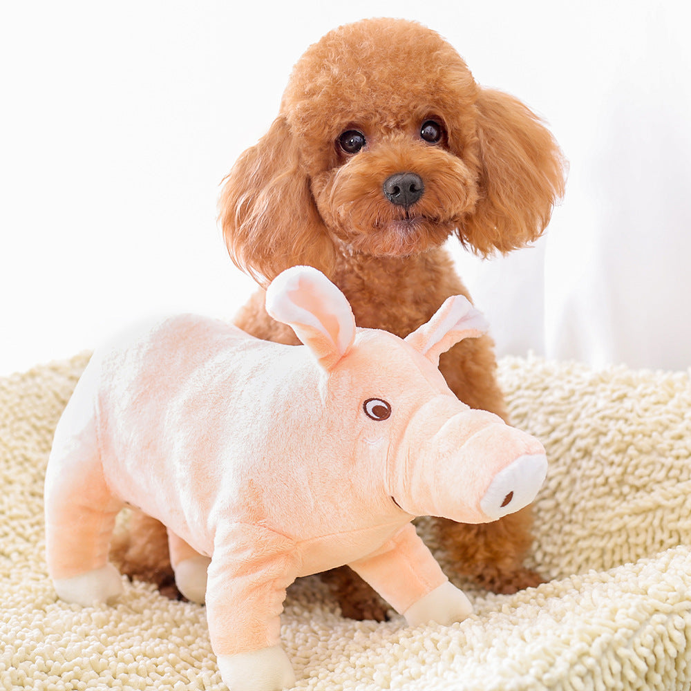 KFX-5215933 Bite-Resistant Plush Pig Toy for Pets - 37x23CM Interactive Molar Chew Toy