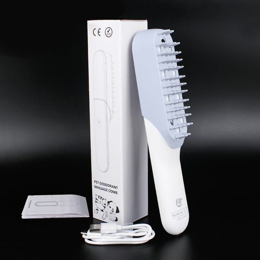 KFX-5216701 Silicone Pet Grooming Brush with Deodorization and Massage Features, Blue