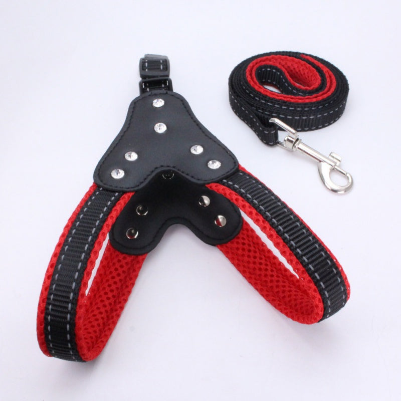KFX-5220157 Triangle Chest Strap for Dogs and Cats - Adjustable Nylon Harness with Leash Options