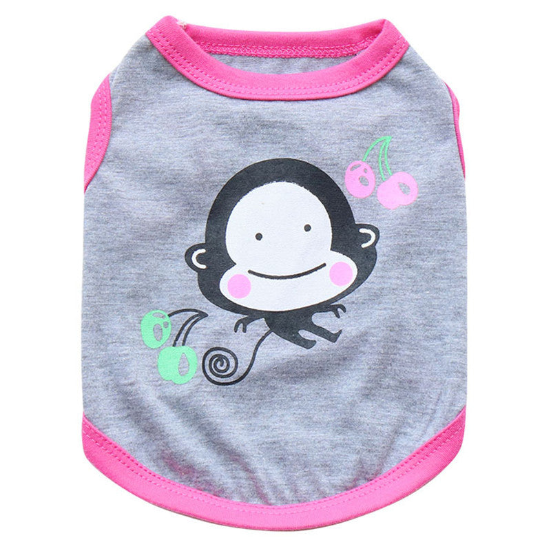 KFX-5221437 Cotton Leisure Vest for Small Dogs - Teddy Pomeranian Style with Happy Monkey Design