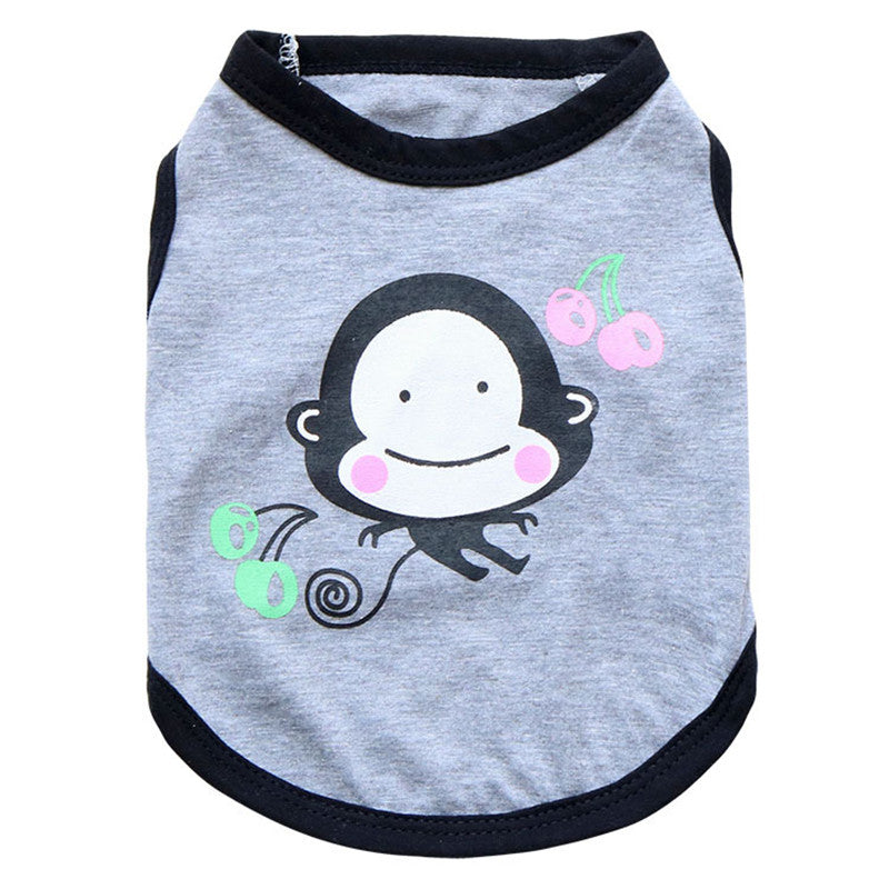 KFX-5221437 Cotton Leisure Vest for Small Dogs - Teddy Pomeranian Style with Happy Monkey Design