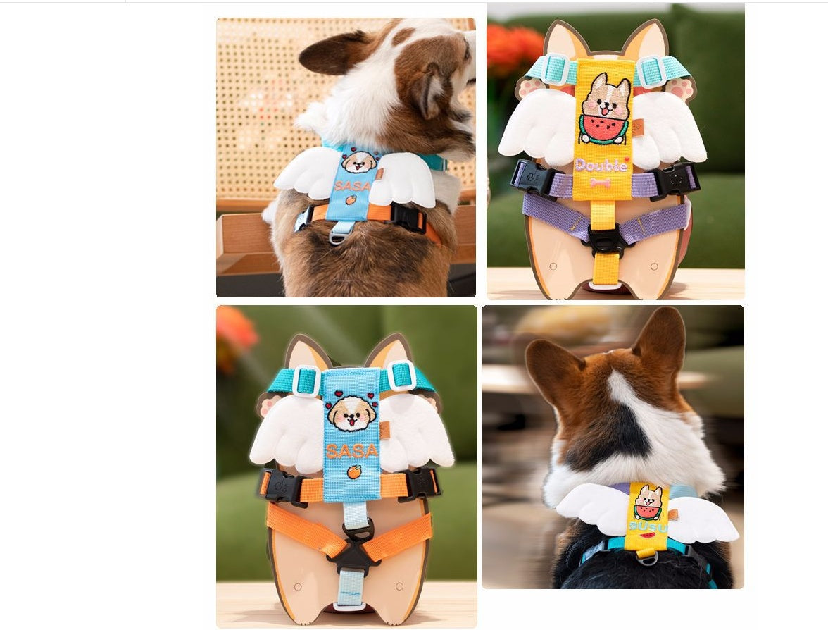 KFX-5222717 Pet Angel Wings Embroidered Chest Strap for Dogs - Various Colors & Sizes Available