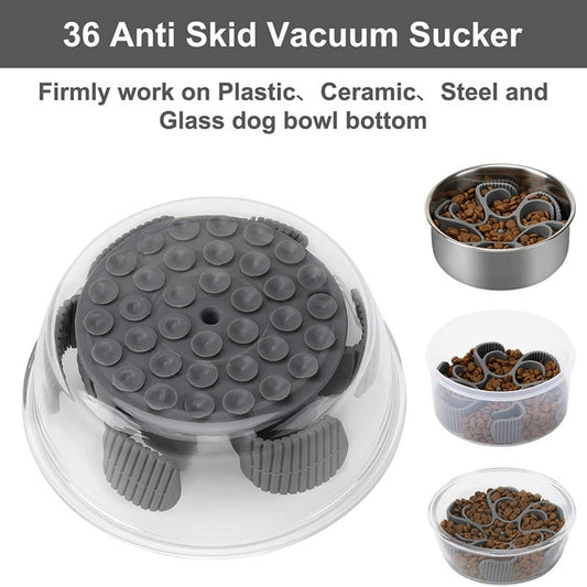 KFX-5224125 Silicone Slow Feeding Bowl Insert with Suction Cups for Dogs - Red/Grey