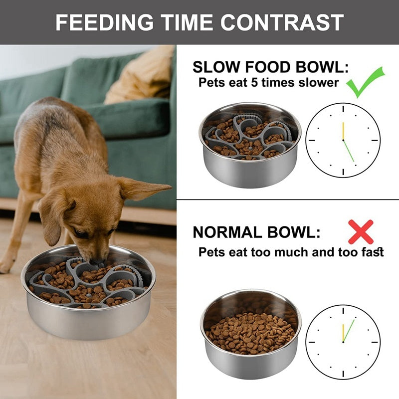 KFX-5224125 Silicone Slow Feeding Bowl Insert with Suction Cups for Dogs - Red/Grey