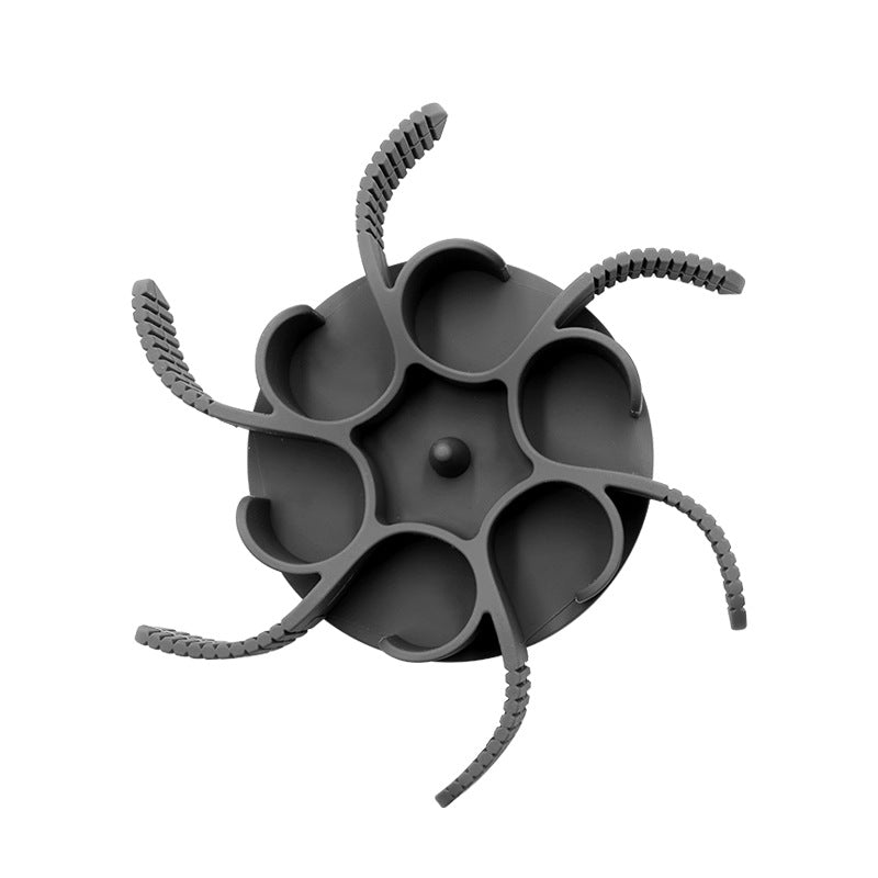 KFX-5224125 Silicone Slow Feeding Bowl Insert with Suction Cups for Dogs - Red/Grey