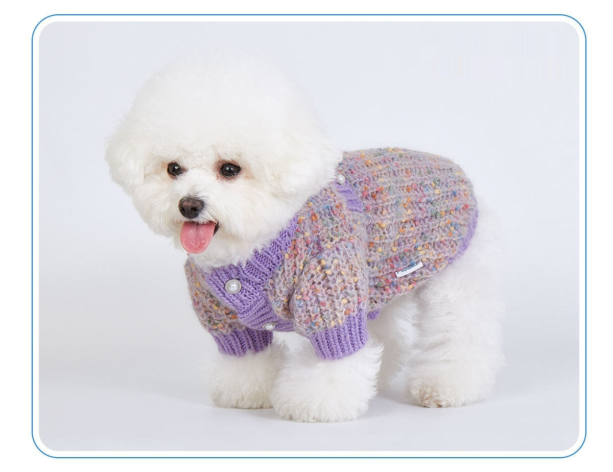KFX-5224637 Soft Polyester Purple Dog Sweater Cardigan - Casual Pet Clothing, Sizes XL & XXL