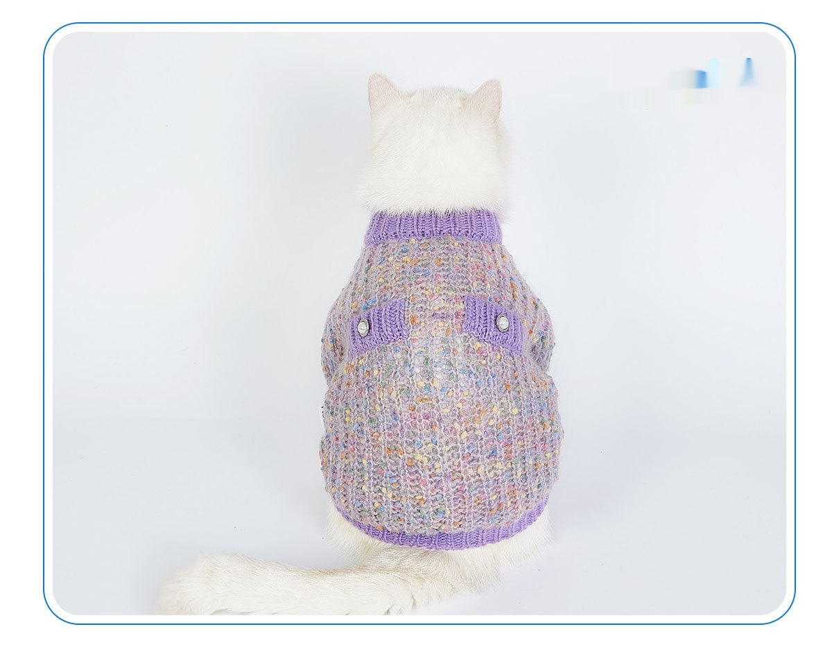 KFX-5224637 Soft Polyester Purple Dog Sweater Cardigan - Casual Pet Clothing, Sizes XL & XXL