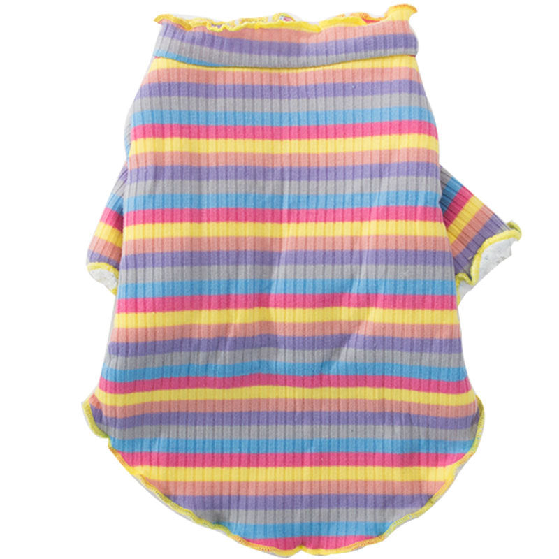 KFX-5225021 Colorful Knitted Dog Shirt in Soft Velvet Fabric - Breathable and Warm Rainbow Design