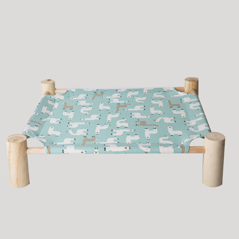 KFX-5225277 Elevated Solid Wood Pet Bed with Removable and Washable Mats for Cats and Dogs