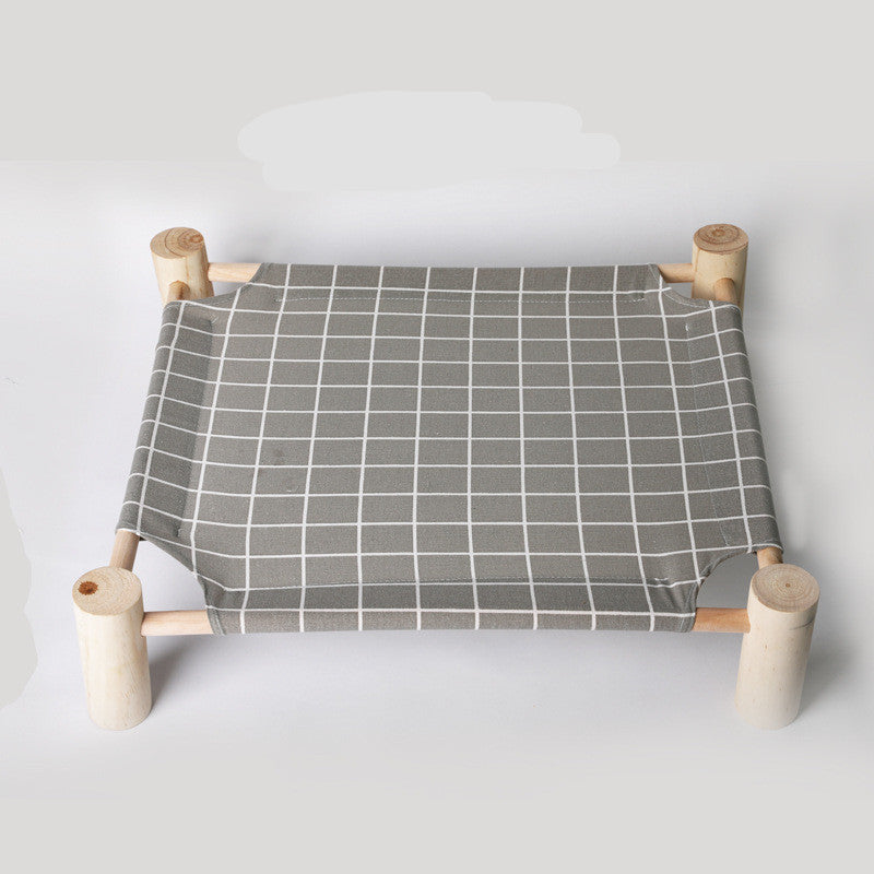 KFX-5225277 Elevated Solid Wood Pet Bed with Removable and Washable Mats for Cats and Dogs