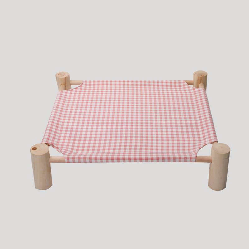 KFX-5225277 Elevated Solid Wood Pet Bed with Removable and Washable Mats for Cats and Dogs