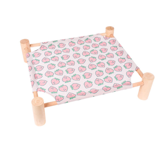 KFX-5225277 Elevated Solid Wood Pet Bed with Removable and Washable Mats for Cats and Dogs