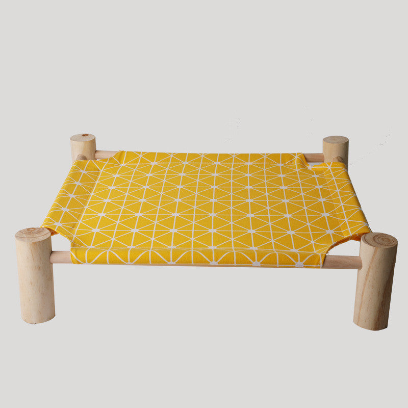 KFX-5225277 Elevated Solid Wood Pet Bed with Removable and Washable Mats for Cats and Dogs