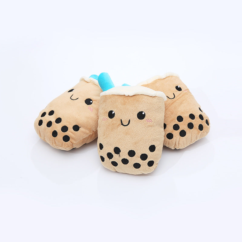 KFX-5226301 Milk Tea Plush Dog Toy – Soft & Durable Chew Resistance for Pets