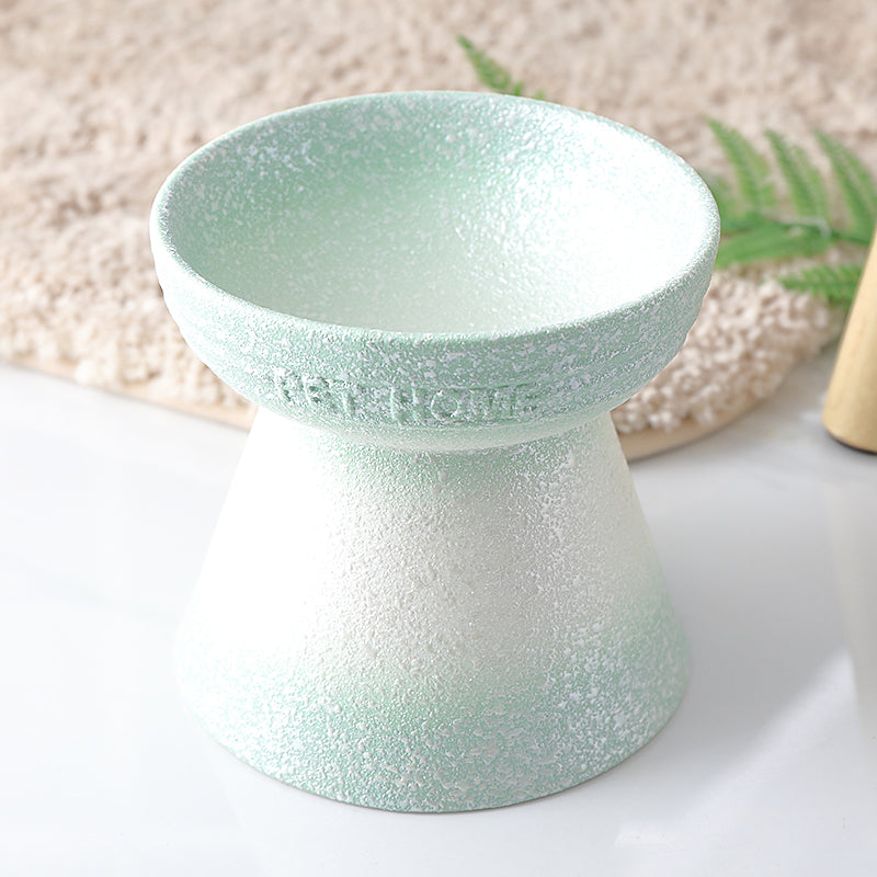 KFX-5232573 Ceramic Cat Food Bowl with High Foot Protection and 250ml Capacity