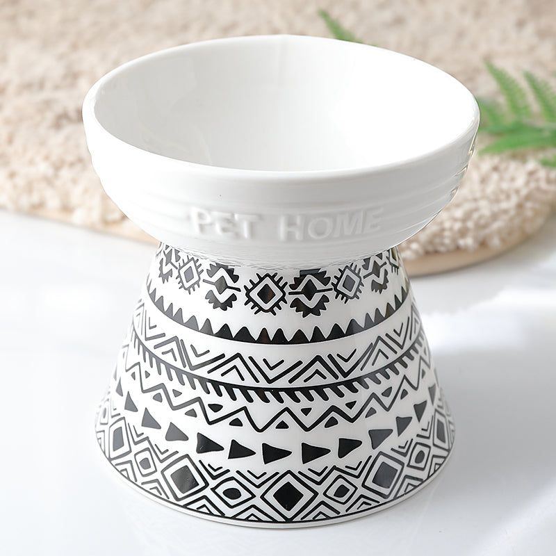 KFX-5232573 Ceramic Cat Food Bowl with High Foot Protection and 250ml Capacity