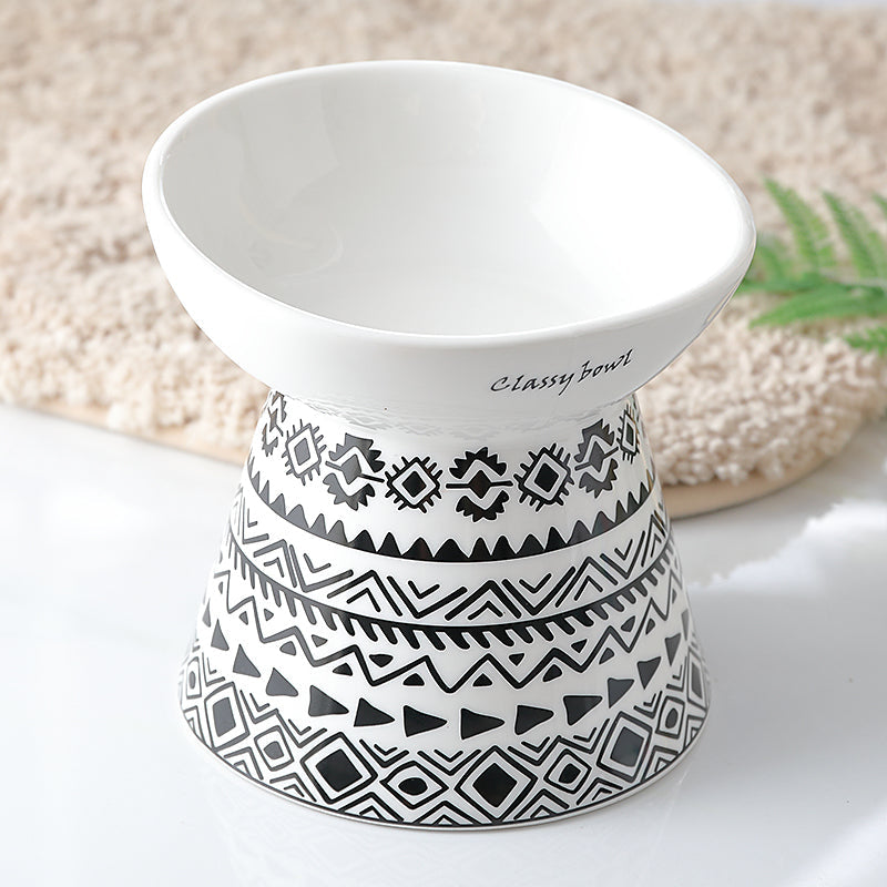 KFX-5232573 Ceramic Cat Food Bowl with High Foot Protection and 250ml Capacity