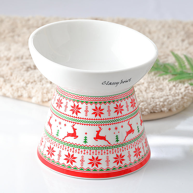 KFX-5232573 Ceramic Cat Food Bowl with High Foot Protection and 250ml Capacity