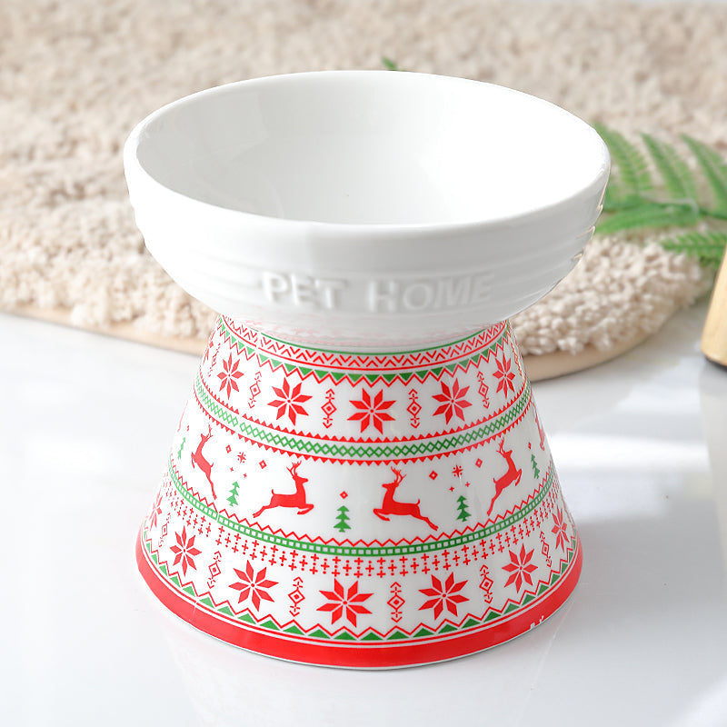 KFX-5232573 Ceramic Cat Food Bowl with High Foot Protection and 250ml Capacity