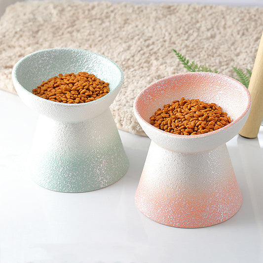 KFX-5232573 Ceramic Cat Food Bowl with High Foot Protection and 250ml Capacity