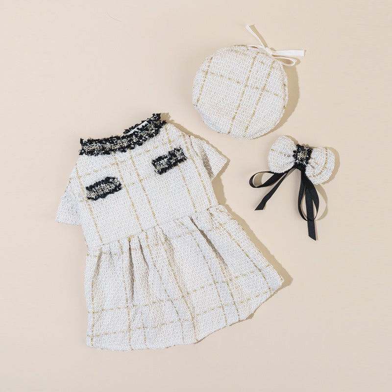 KFX-5234749 Classic Style Cat Hat and Coat Set with Matching Skirt - Available in White and Black, Multiple Sizes