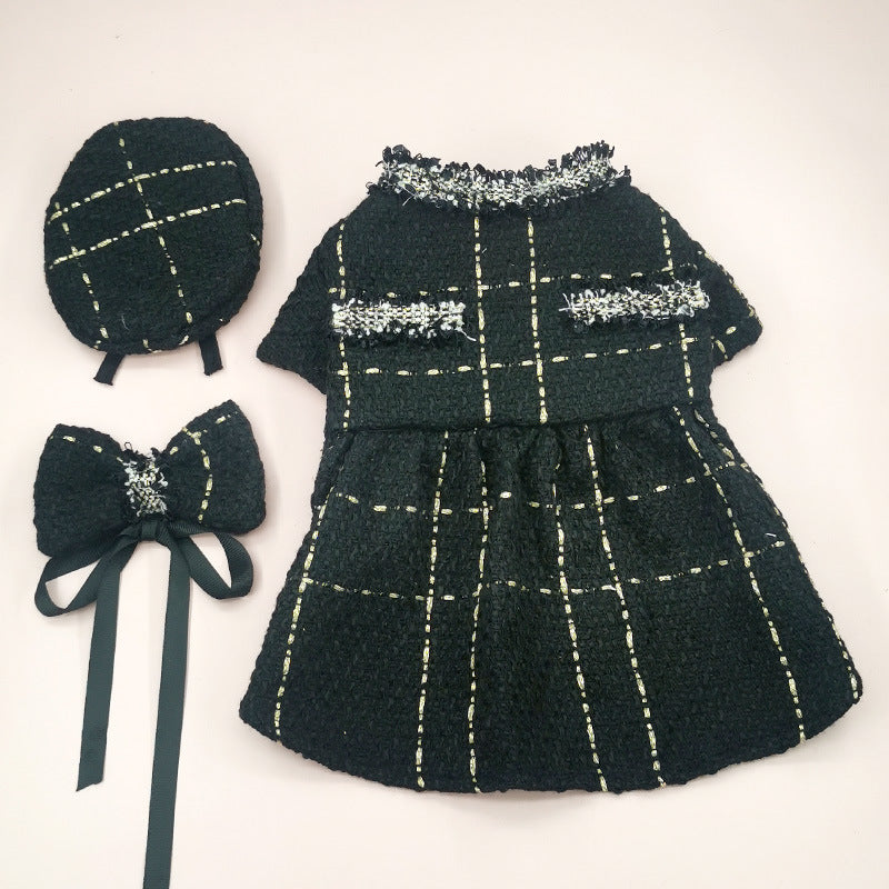 KFX-5234749 Classic Style Cat Hat and Coat Set with Matching Skirt - Available in White and Black, Multiple Sizes
