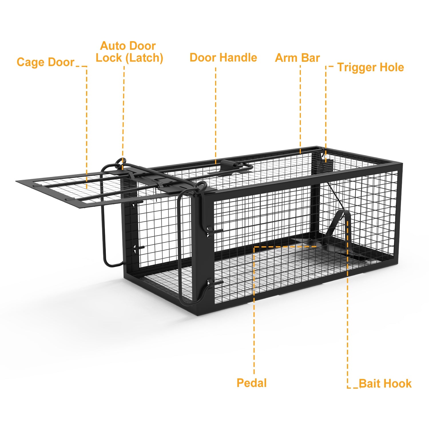 KFX-5236029 Humane Live Rodent Trap Cage - 2 Pack Galvanized Iron Design for Mice Control with Detachable U Shaped Rod