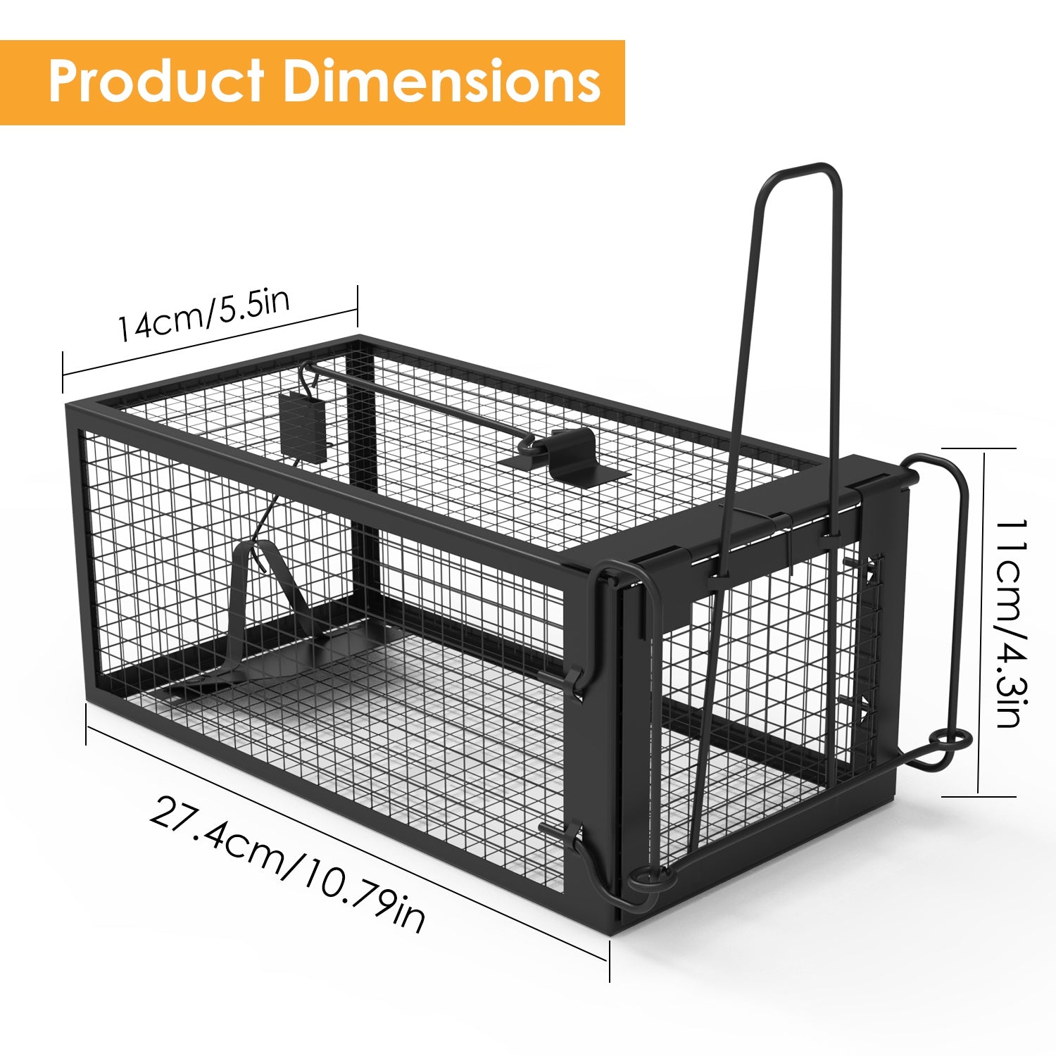 KFX-5236029 Humane Live Rodent Trap Cage - 2 Pack Galvanized Iron Design for Mice Control with Detachable U Shaped Rod