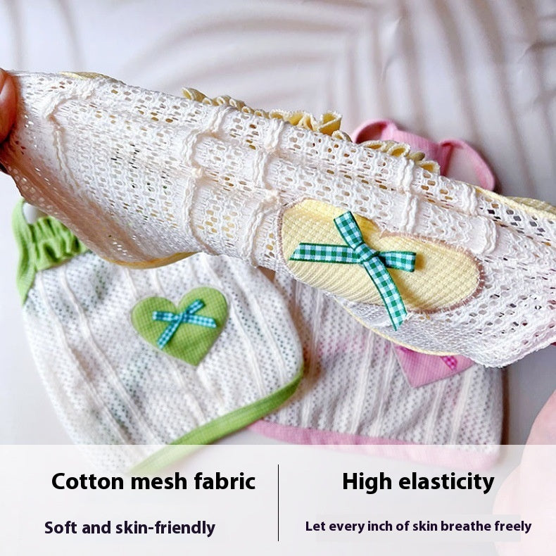KFX-5237949 Sweetheart Embroidered Cool Breathable Vest for Cats and Dogs - Cream Yellow, Avocado Green, Pink, Size XS-XL