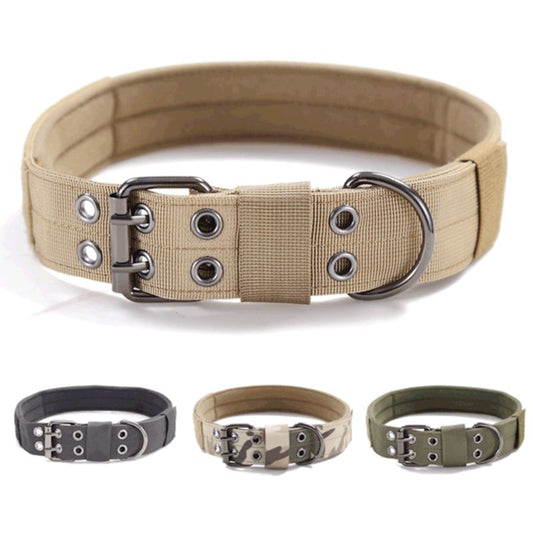 KFX-5240125 Durable 1.5-Inch Thick Double-Layer Nylon Webbing Dog Collar with Plastic Buckle for Medium and Large Dogs