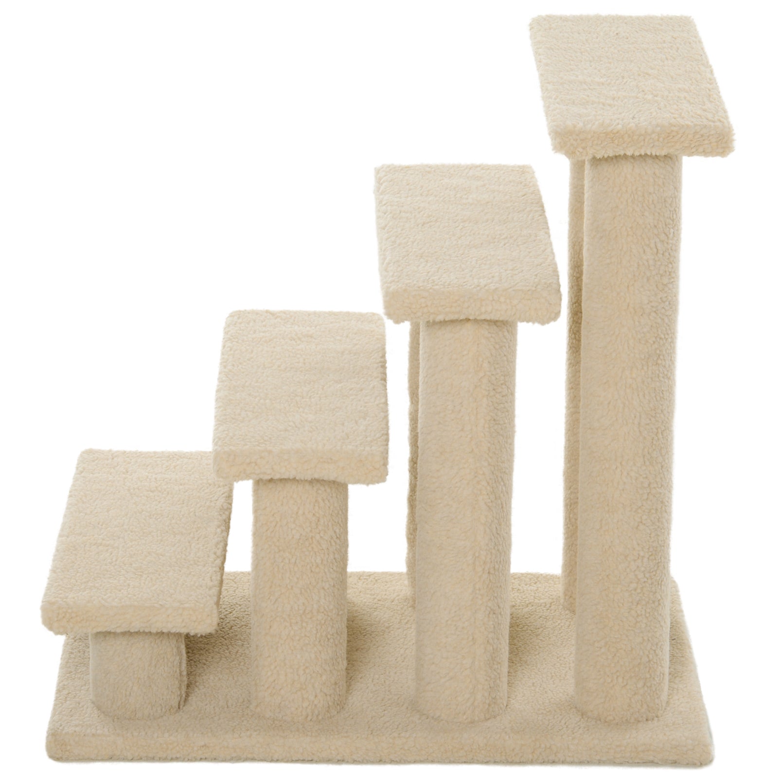KFX-5241405 4-Step Multi-Level Carpeted Cat Scratching Post and Pet Stairs for Senior and Recovering Cats