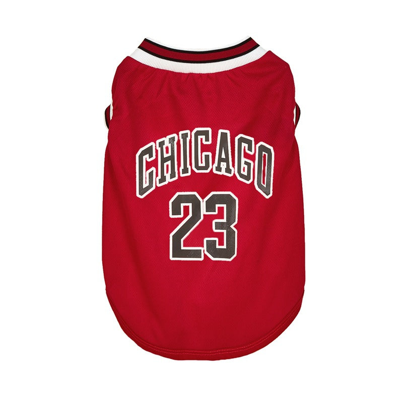 KFX-5242301 Casual Mesh Polyester Basketball Vest for Dogs in Multiple Sizes