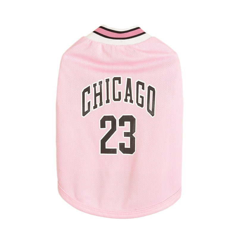 KFX-5242301 Casual Mesh Polyester Basketball Vest for Dogs in Multiple Sizes