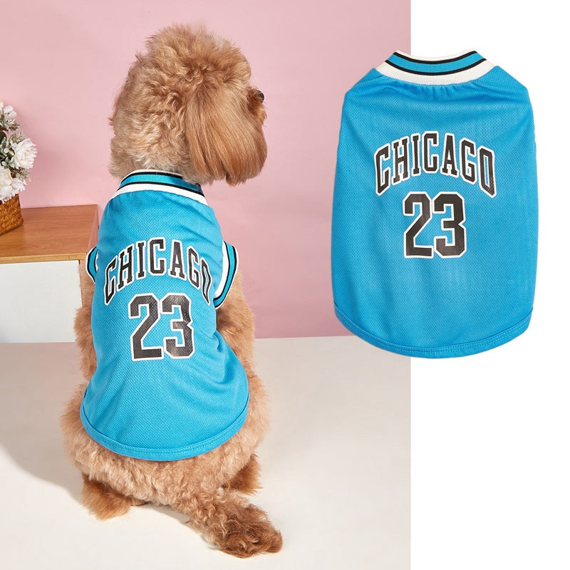 KFX-5242301 Casual Mesh Polyester Basketball Vest for Dogs in Multiple Sizes