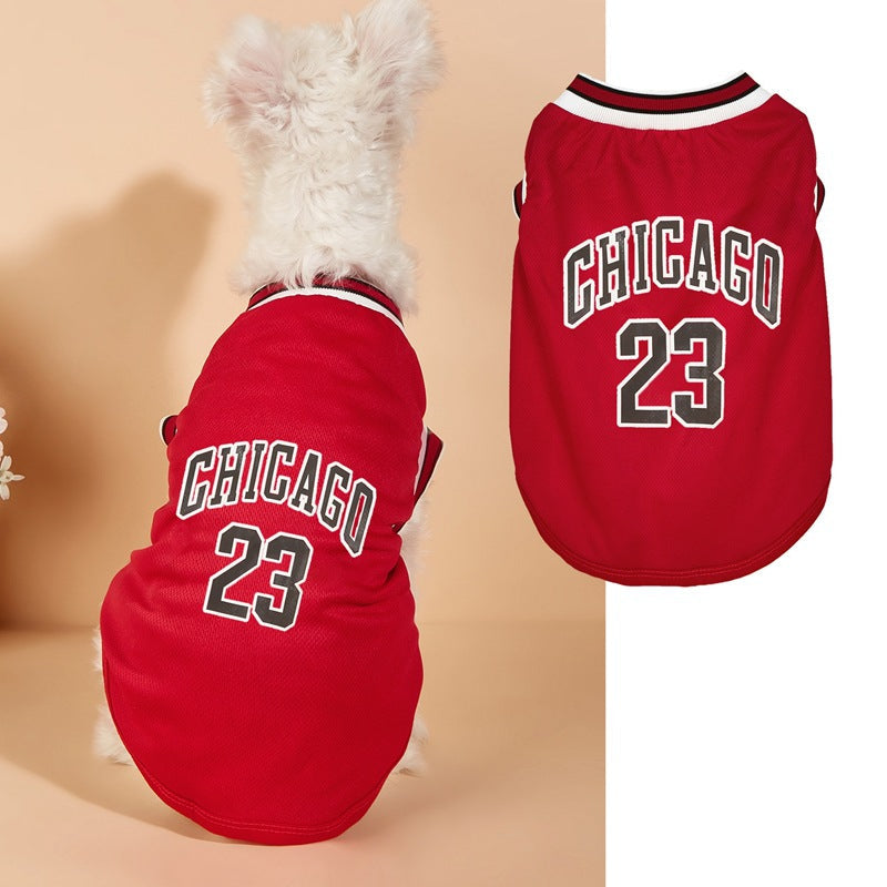 KFX-5242301 Casual Mesh Polyester Basketball Vest for Dogs in Multiple Sizes
