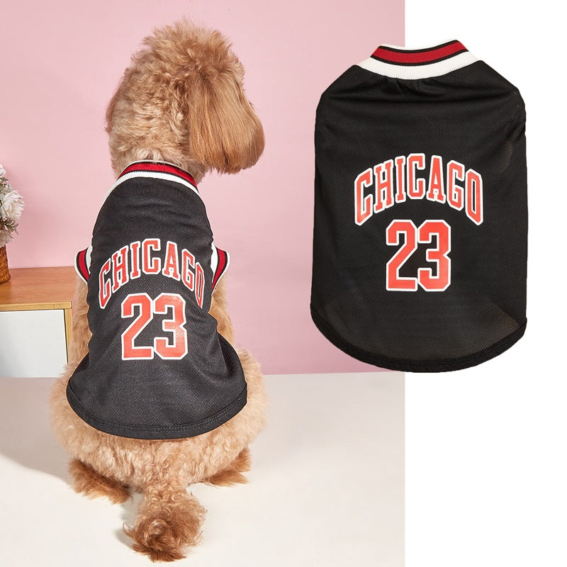 KFX-5242301 Casual Mesh Polyester Basketball Vest for Dogs in Multiple Sizes