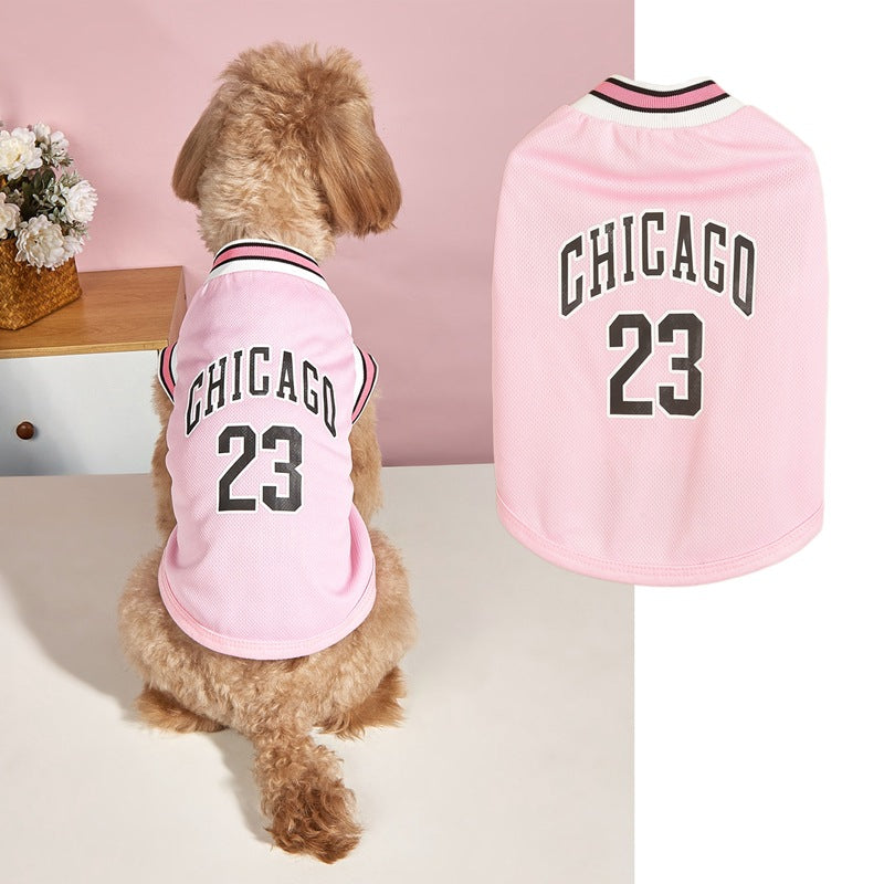 KFX-5242301 Casual Mesh Polyester Basketball Vest for Dogs in Multiple Sizes