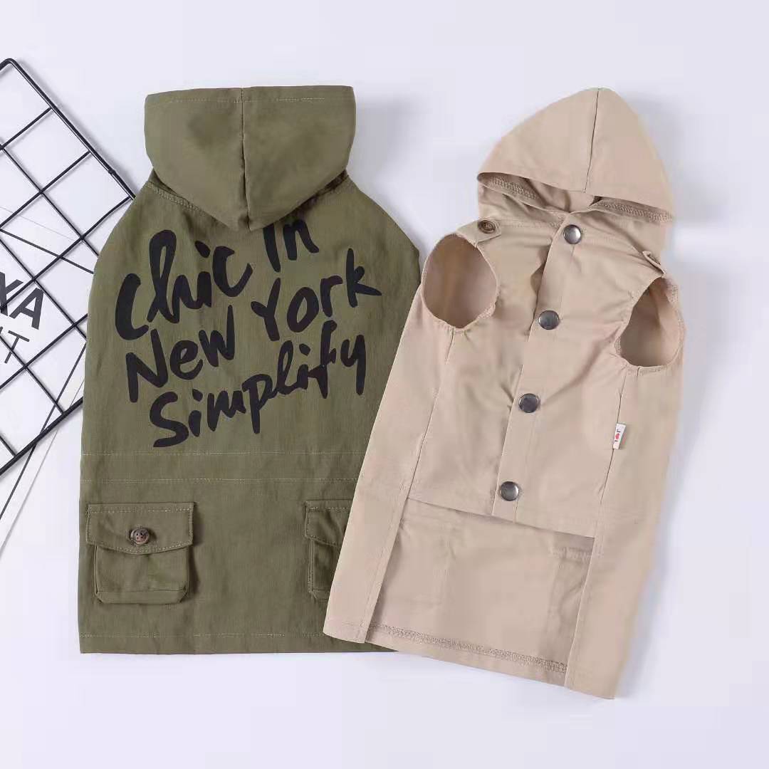KFX-5243197 Dog Hooded Sweater for Small Pets - Cozy Cotton Winter Apparel in Khaki and Army Green