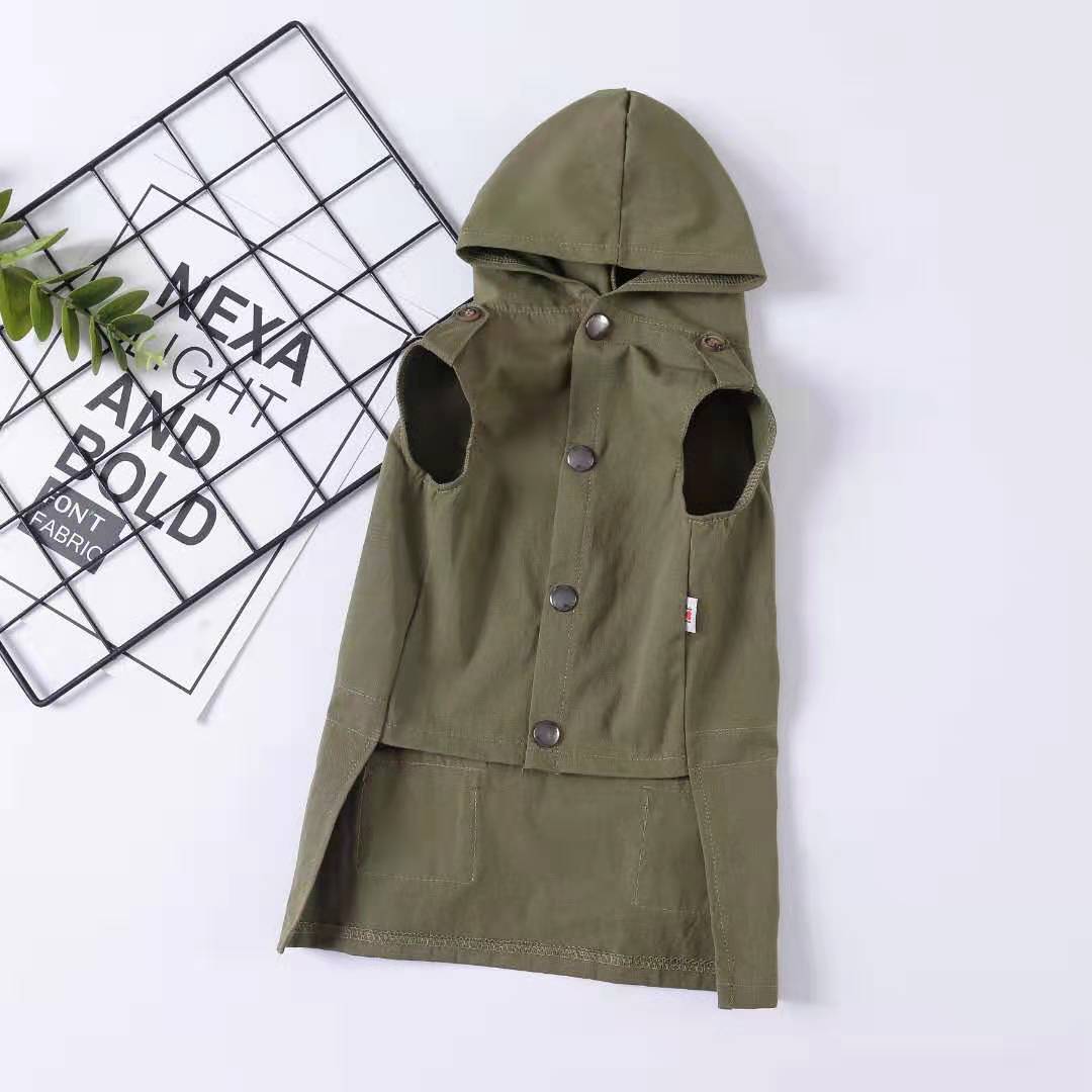 KFX-5243197 Dog Hooded Sweater for Small Pets - Cozy Cotton Winter Apparel in Khaki and Army Green
