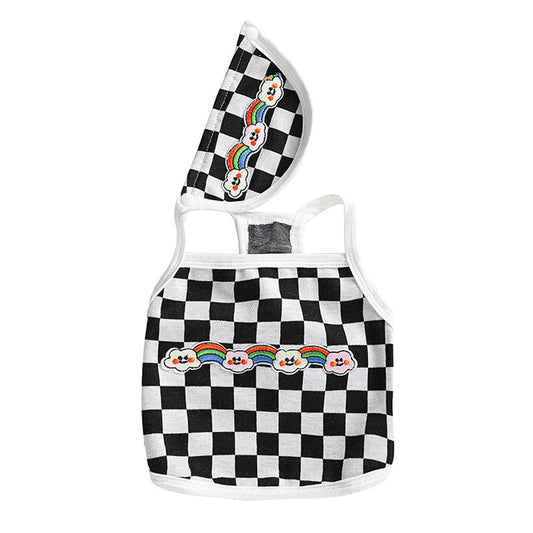 KFX-5243709 Stylish Plaid Vest for Pets in Green and White or Black and White Patterns
